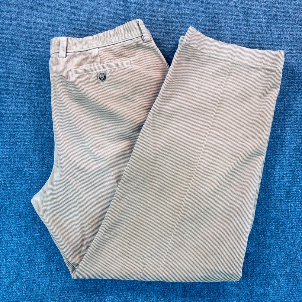 LL Bean Natural Fit Corduroy Pants Mens 40x34 Tan Khaki Cotton Trousers HNA6